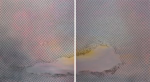 Driss Ouadahi, "Breakthrough," 2012, oil on canvas, 78 3/4" x 141 3/4"