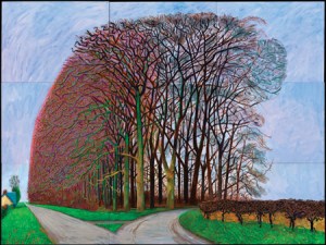 "Bigger Trees Nearer Warter," winter 2008, oil on 9 canvases (36" x 48" each), 108" x 144"