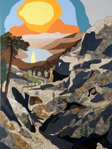 Matthew Day Jackson, "Donner Lake," 2009, laser cut and engraved Formica on wood panel, 120" x 162" x 2"