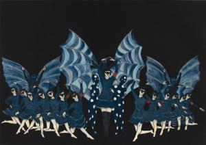 Marcel Dzama, "Here's a Fine Revolution," color spit bite aquatint, with aquatint and soft ground etching, 21 1/2" x 30 3/4", 2015